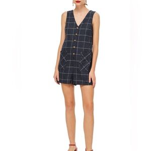 TOPSHOP Check Button Romper